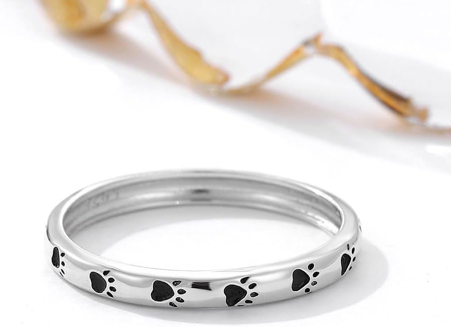 925 Sterling Silver Dainty Daisy Butterfly Paw Heart Eternity Rings Blue Flower Finger Rings for Women Stacking Promise Rings Gift Jewelry