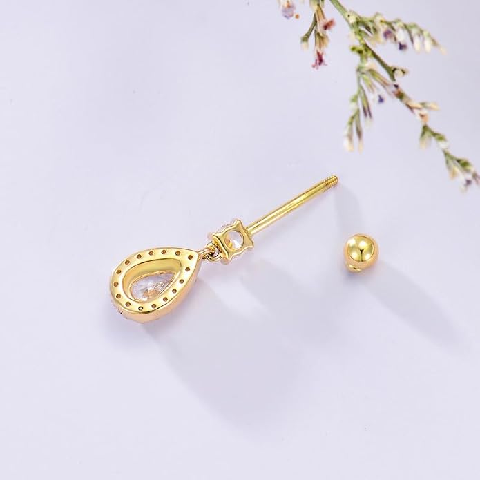 Opal CZ Dangle Belly Button Rings for Women 925 Sterling Silver 16G Heart Teardrop Sun Navel Rings Belly Piercing Jewelry Gift