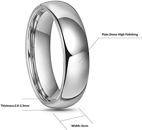 CROWNAL 2mm 4mm 6mm 8mm 10mm Tungsten Wedding Band Ring Men Women Plain Dome Polished Size Comfort Fit Size 3 To 17
