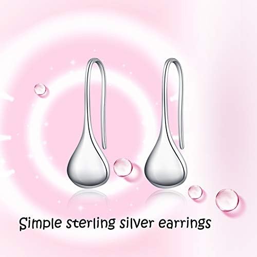 Pull Through Teardrop Dangle Earrings 925 Sterling Silver Simple Water Drop Earrings Birthday Mother's Day Christmas Gifts for Women