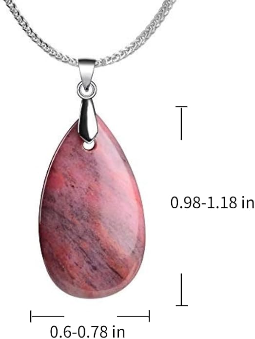 iSTONE 925 Sterling Silver Natural Crytral for Womens Pendant Necklace, Gemstone Birthstone with 17.8" Silver Chain Ladies