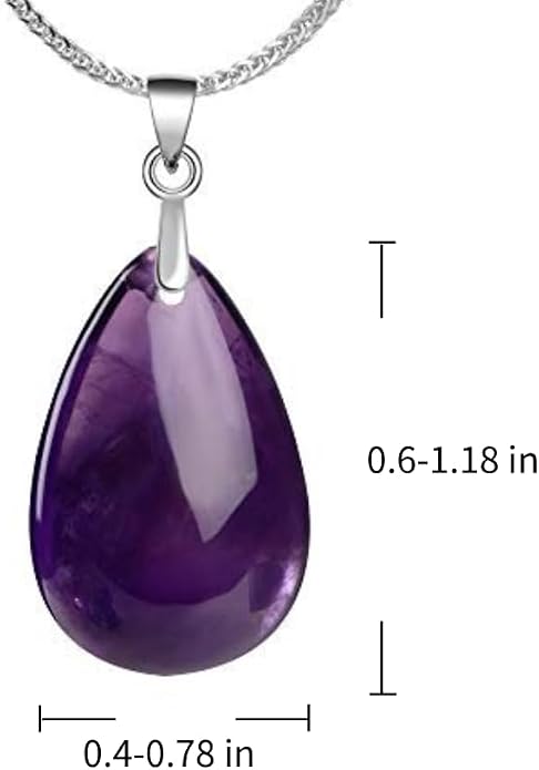 iSTONE 925 Sterling Silver Natural Crytral for Womens Pendant Necklace, Gemstone Birthstone with 17.8" Silver Chain Ladies