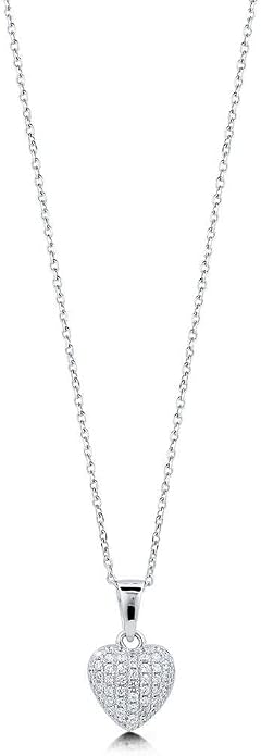 BERRICLE Sterling Silver Heart Pendant Necklace for Women, Cubic Zirconia CZ 18 inch