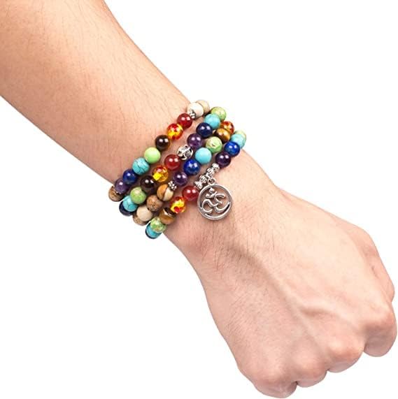 108 Mala Beads Necklace 7 Chakra Tree of Life Pendant Prayer Buddha Bracelets Healing Stone Yoga Men Women Jewelry