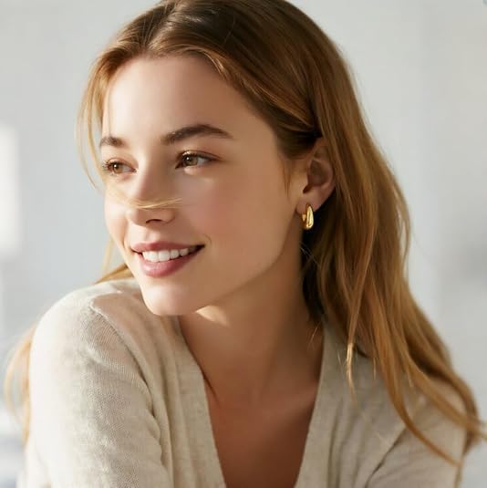 Gold Hoop Earrings for Women 14K Gold Earrings for Women Chic Womens Hoops Earring
