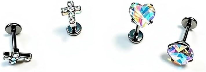 [2 Pairs Value Set]G23 Titanium Stud Earrings for Sensitive Ears, 18G Hypoallergenic Piercing Studs with Flat Back, Internal Thread Earring Jewelry for Women