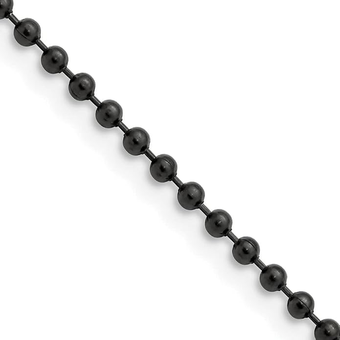 Real Stainless Steel 2.4mm IP Black-plated Ball Chain Necklace - with Secure Lobster Lock Clasp