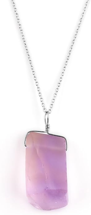 Natural Gemstone Pendant Necklace for Women Handmade Birthstone Healing Crystal Jewelry Chain 20" Stone Birthday Christmas Wedding Gifts for Her