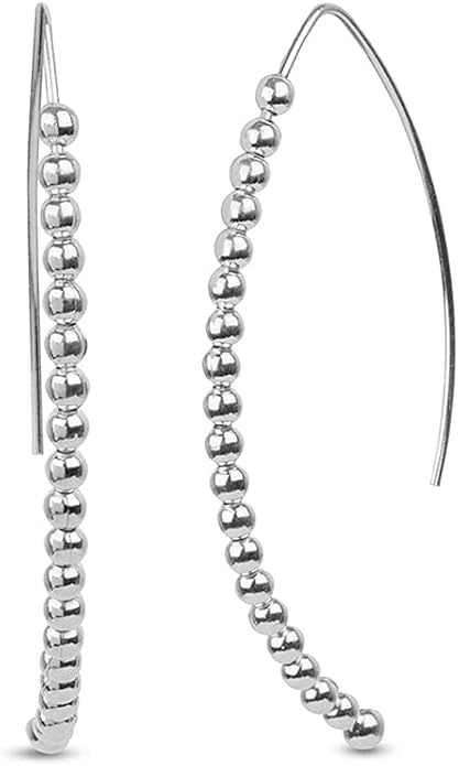 LeCalla 925 Sterling Silver Threader Earrings for Women | Handmade Wire Boho Hoops & Drop Earrings in Spiral, Heart, Bar Designs | Lightweight Pull Through Earring Jewelry Gift for Birthday, Anniversary