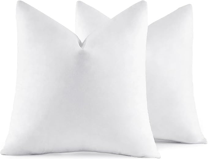 MIULEE 24x24 Euro Pillow Inserts, Set of 2 Feather Down Throw Pillows | Choppable and No Smell, Double-Layer Down-Proof Cotton Cover, Decorative Pillows for Couch Sofa and Bed