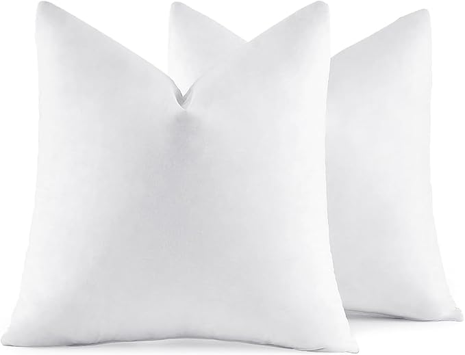 MIULEE 22x22 Pillow Inserts, Set of 2 Feather Down Throw Pillows | Choppable and No Smell, Double-Layer Down-Proof Cotton Cover, Decorative Pillows for Couch Sofa and Bed