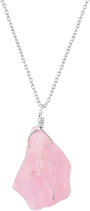 Raw Gemstone Dainty Pendant Necklace for Women, Natural Birthstone Handmade Jewelry, Healing Chakra Crystal, Silver Plated Chain 18" Birthday Gift for Her