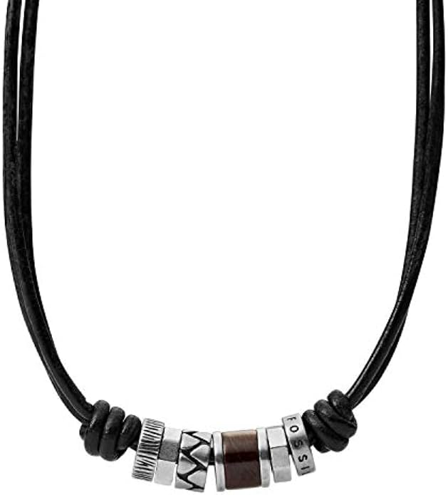 Fossil Men's Stainless Steel or Leather Necklace for Men