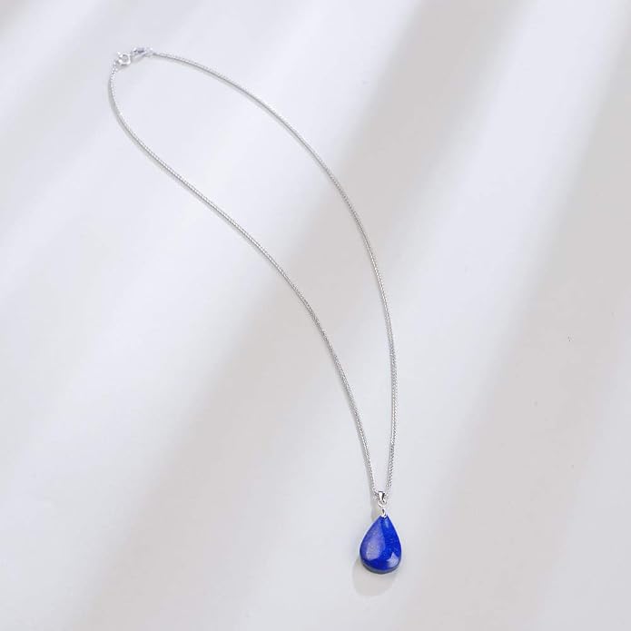 iSTONE 925 Sterling Silver Natural Crytral for Womens Pendant Necklace, Gemstone Birthstone with 17.8" Silver Chain Ladies