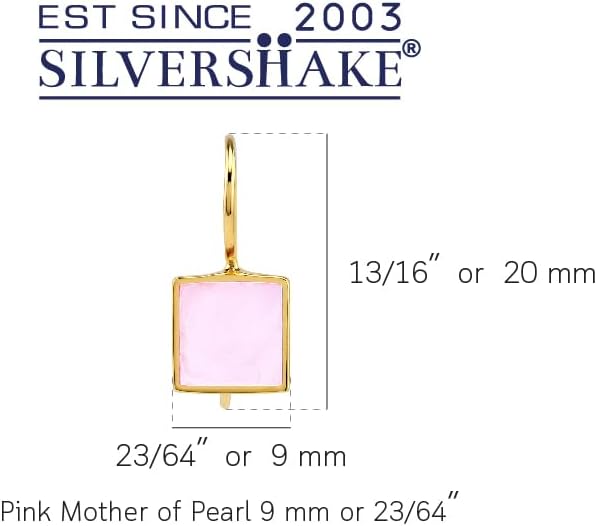 Silvershake 9MM Square Shape Stone Inlay White Gold Plated or 18K Gold Plated 925 Sterling Silver Basic Hook Closure Earrings Jewelry for Women