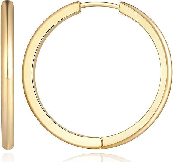 Gold Earrings for Women 14K Gold Hoop Earrings for Women Chunky Classic Huggie Earring Everyday