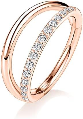 AROWRO Conch Piercing Jewelry Nose Rings Hoops Septum Rings Cartilage Earrings for Women Men Helix Piercing Jewelry Rook Tragus Surgical Steel Gold Silver 16G 18G 20G With Cubic Zirconia Opal