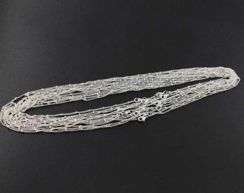 Wholesale 12PCS Silver Plated Brass Curb Chain Satellite Beaded Chains Bulk for Jewelry Making (30 Inch(1.5mm))