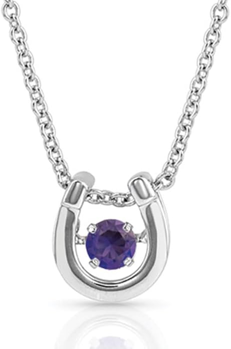 Montana Silversmiths Women's Dancing Birthstone Cubic Zirconia Horseshoe Pendant Necklace