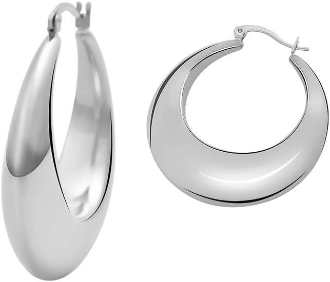 Chunky Large Thick Rounded Tube Hoop Earrings