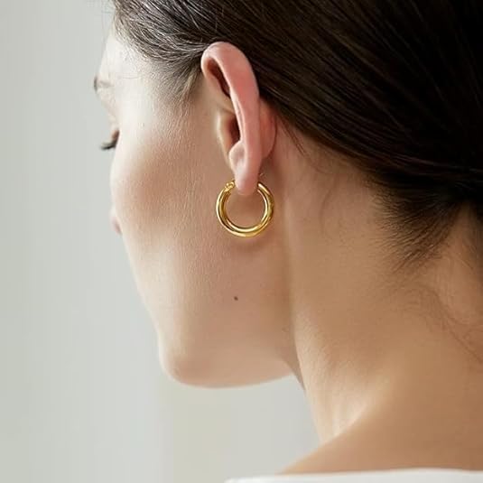 14K Gold Hoop Earrings, Gold Earrings for Women Hypoallergenic Lightweight Small Hoop Earring for Womens
