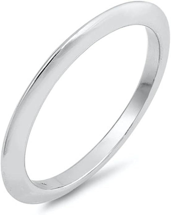 Thin Pointed Knife Edge Wedding Ring 2mm Sterling Silver Stack Band Sizes 3-10