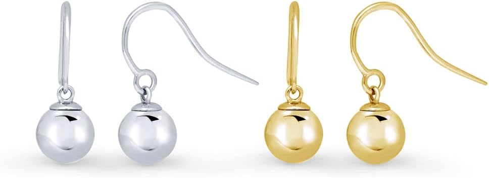 BERRICLE Sterling Silver Minimalist Dangle Earrings for Women, Gold Flashed Fish Hook/Leverback Drop Earrings - Trendy Design in Ball Bead, Bar, Teardrop, Treble Clef Music Note