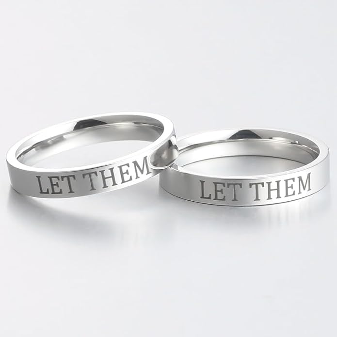 Let Them Band Ring for Women Men, Self Worth Motivation Ring Stainless Steel Engraving Stackable Rings Inspirational Friendship Gift Jewelry for Sorority Sisters Best Friends