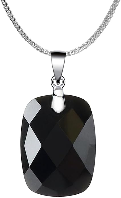 iSTONE 925 Sterling Silver Natural Crytral for Womens Pendant Necklace, Gemstone Birthstone with 17.8" Silver Chain Ladies