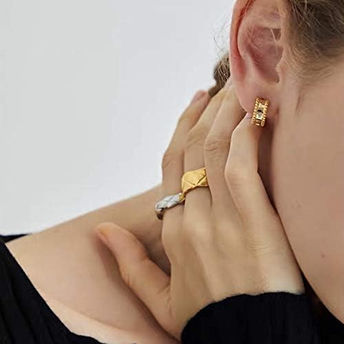 Shapes Studio 18k Gold Plated Rings for Women,Crush Wide Band Gold Plated Ring, Stacking Rings, Wedding Band Minimalist Style