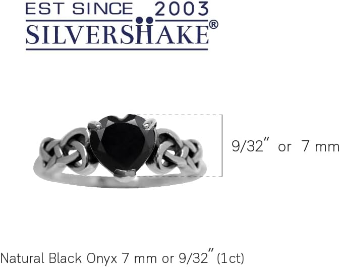 Silvershake 7MM Heart Shape 925 Sterling Silver Celtic Heart Knot Filigree Solitaire Promise Ring Jewelry for Women