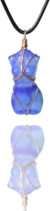 Handcrafted Natural Stone Female Form Pendant Necklace High Color Retention Copper Wire Wrapped Crystal Body Silhouette Jewelry for Women Unique Natural Stone Gift