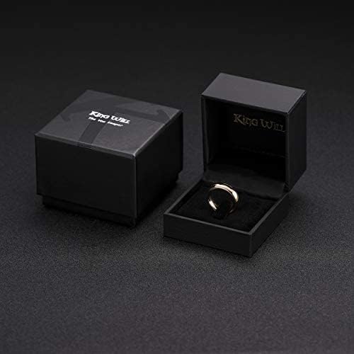 King Will Men's Women's Tungsten Carbide Ring 24k Gold Plated Rose Gold Plated Domed Polished Finish Wedding Band