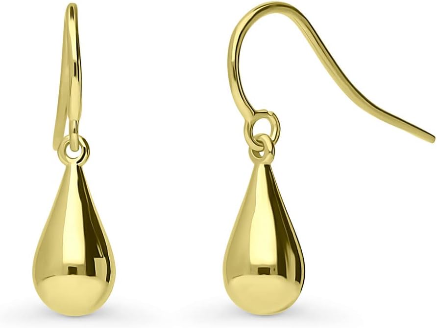 BERRICLE Sterling Silver Minimalist Dangle Earrings for Women, Gold Flashed Fish Hook/Leverback Drop Earrings - Trendy Design in Ball Bead, Bar, Teardrop, Treble Clef Music Note