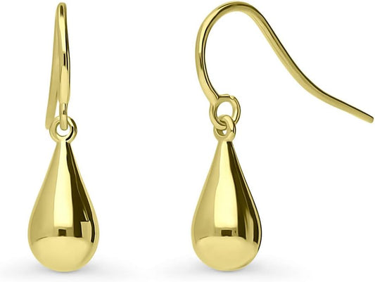 BERRICLE Sterling Silver Minimalist Dangle Earrings for Women, Gold Flashed Fish Hook/Leverback Drop Earrings - Trendy Design in Ball Bead, Bar, Teardrop, Treble Clef Music Note