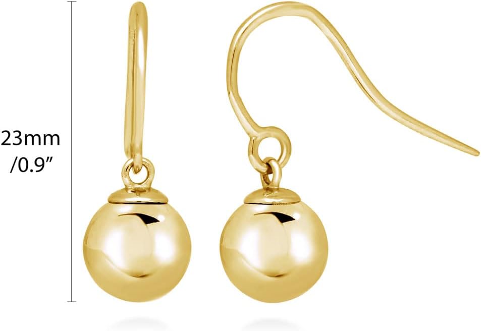 BERRICLE Sterling Silver Minimalist Dangle Earrings for Women, Gold Flashed Fish Hook/Leverback Drop Earrings - Trendy Design in Ball Bead, Bar, Teardrop, Treble Clef Music Note
