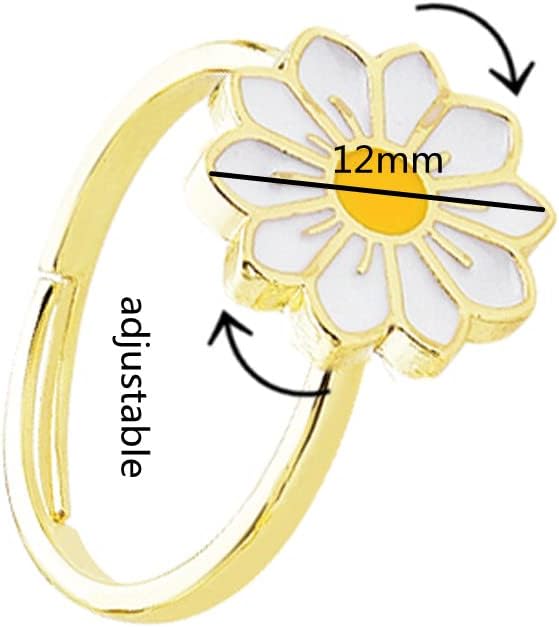 COLORFUL BLING Delicate Silver Cubic Zirconia Daisy Flower Butterfly Fidget Anxiety Rings for Women Adjustable Open Sunflowers Evil Eyes Stress Relief Stackable Rings