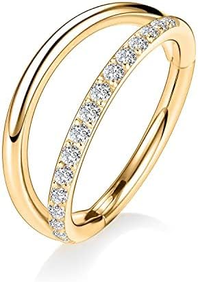 AROWRO Conch Piercing Jewelry Nose Rings Hoops Septum Rings Cartilage Earrings for Women Men Helix Piercing Jewelry Rook Tragus Surgical Steel Gold Silver 16G 18G 20G With Cubic Zirconia Opal