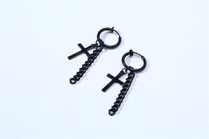 VNOX Unisex Vinatge Stainless Clip On Earrings Non Piercing Feather Charm Dangle Hinged Stud Earrings for Men Women Teen