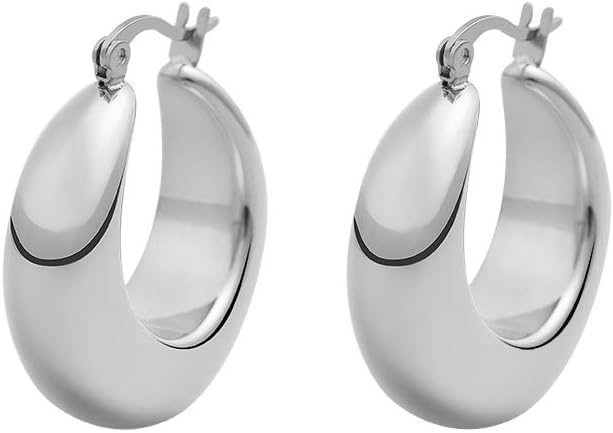 Chunky Large Thick Rounded Tube Hoop Earrings