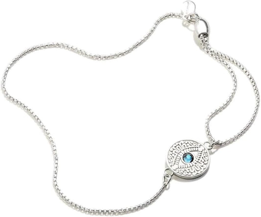 Alex and Ani Path of Symbols Adjustable Ring for Women, Evil Eye Charm, .925 Sterling Silver, Fits Ring Sizes 6 to 9