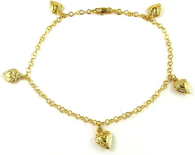 Savlano 14K Gold Plated 10 Inches Pendant Charm Chain Summer Anklet for Women Comes With a Gift Box