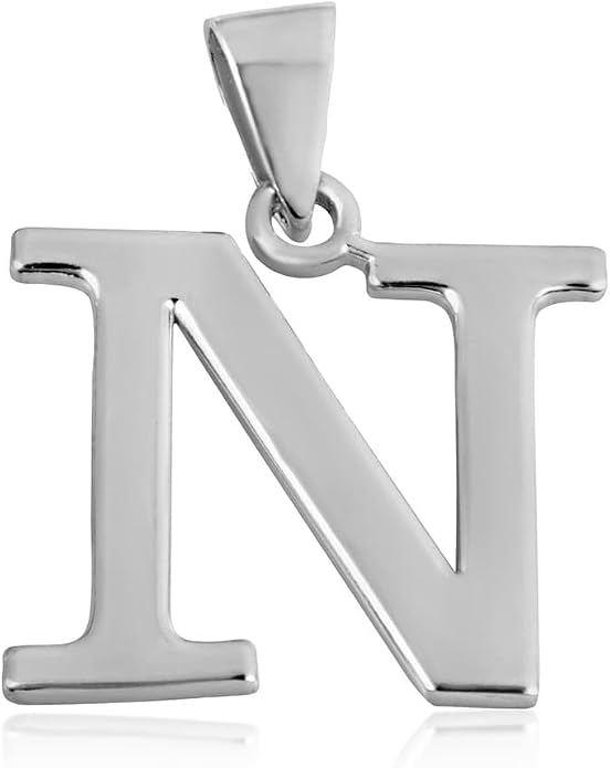 Claddagh Gold .925 Sterling Silver Initial Pendant Charm – Personalized Alphabet Letter Jewelry in 0.80mm or 0.55mm Block Font