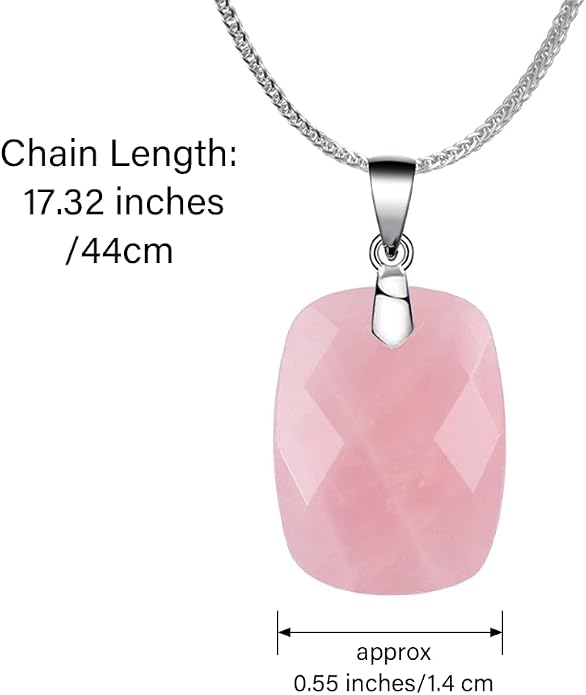 iSTONE 925 Sterling Silver Natural Crytral for Womens Pendant Necklace, Gemstone Birthstone with 17.8" Silver Chain Ladies