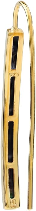Silvershake Long Stone Inlay White Gold Plated or Yellow Gold Plated 925 Sterling Silver Linear Threader Earrings Jewelry for Women