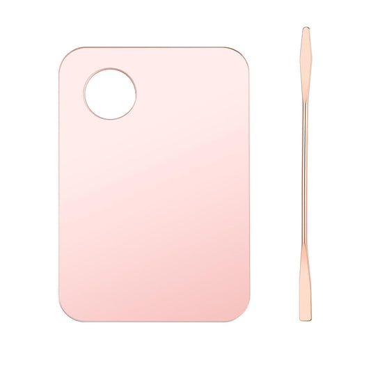 1 Pc Acrylic Cosmetic Makeup Palette with Makeup Spatula Tool Makeup Mixing Tray Apply for Foundation Eye Shadow Lipsticks Nail Art Beauty Salon (Rose gold)