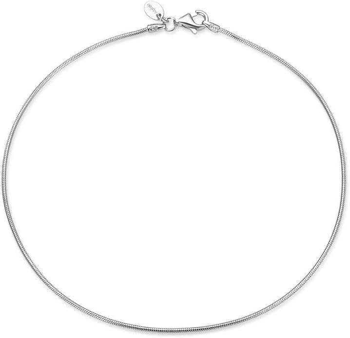 Adabele Solid Sterling Silver 18K White Gold Anklet 1mm Round Thin Dainty Snake Chain 9 10 11 Inch Hypoallergenic Nickel Free Tarnish Resistant Women Jewelry
