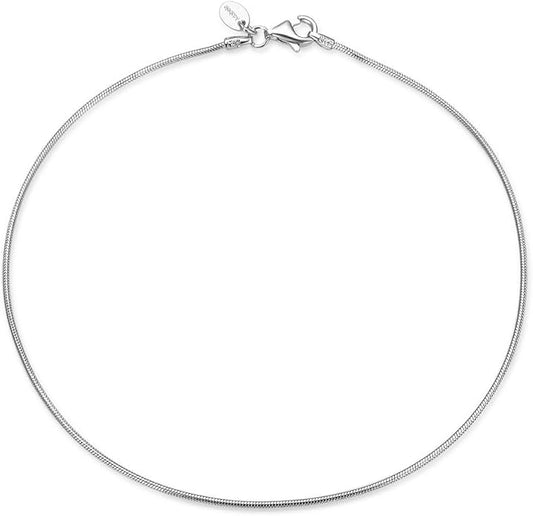 Adabele Solid Sterling Silver 18K White Gold Anklet 1mm Round Thin Dainty Snake Chain 9 10 11 Inch Hypoallergenic Nickel Free Tarnish Resistant Women Jewelry