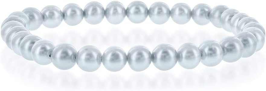 Freshwater Cultured Pearls White, Pink, Peach or Gray 7'' Classic Stretch Strand Pearls Bracelet Jewelry for Women (Choice of Size and Colors)