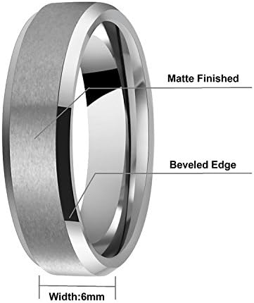 6mm 8mm 10mm Black Tungsten Wedding Band Ring Men Women Matte Finish Beveled Edges Comfort Fit Size 5 To 17